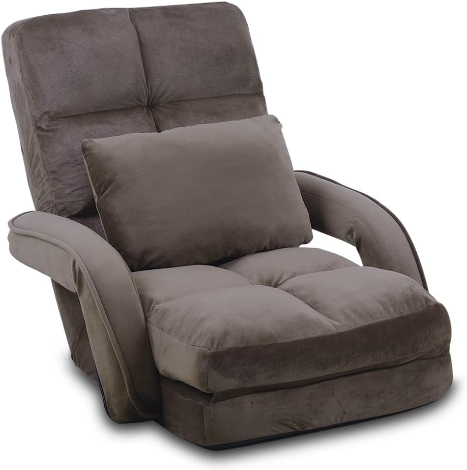 FLOGUOR Chaise longue d'intérieur canapé Chaise de sol avec support dorsal pour adultes canapé paresseux pliant avec accoudoirs et oreillers chaises de jeu 8808CO
 Fiche Technique et Prix au Maroc