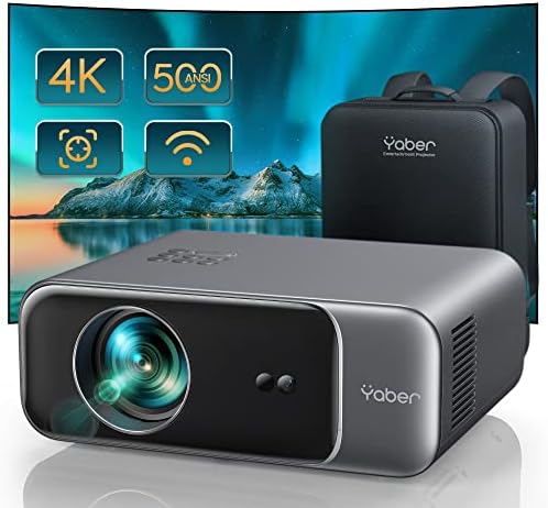 【Autofocus/Keystone】 Vidéoprojecteur WiFi Bluetooth,YABER Pro V9 500 ANSI Lumens Projecteur Full HD 1080P,4K Supporté Fonction Zoom RétroProjecteur 300'' WiFi 6 Home Cinéma pour Phone,FireStick,PS5.Avis, Fiche Technique et Prix au Maroc