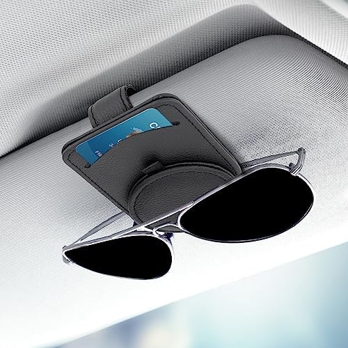 KCCZ Porte Lunettes de Voiture, Porte-Lunettes de Soleil de Visière de Voiture Universelle, Porte Lunettes en Cuir pour Accessoires Automobiles (Noir) Fiche Technique et Prix au Maroc