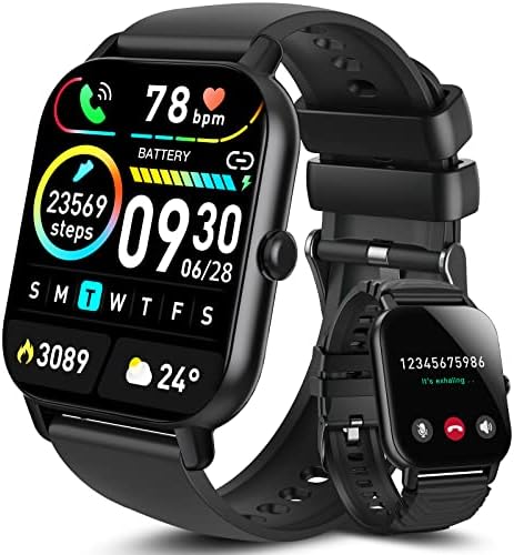 Aptkdoe Montre Connectée Femmes Homme avec Numérotation Fonction D'appel, 1.85" Smartwatch Montre Sport avec 112Modes Sportifs/Podomètre/Sommeil, Etanche IP68 Montre intelligente pour iOS Android Noir Fiche Technique et Prix au Maroc