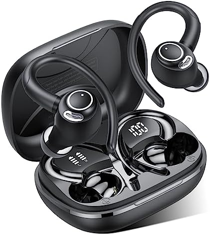 Jesebang Ecouteurs Bluetooth sans Fil Sport, 2023 Écouteur Bluetooth 5.3 HiFi Stéréo, Ecouteurs sans Fil avec ENC Mic, Oreillette Bluetooth Running IP7 Étanche, 40H Casque Bluetooth Écran LED, Noir Avis, Fiche Technique et Prix au Maroc