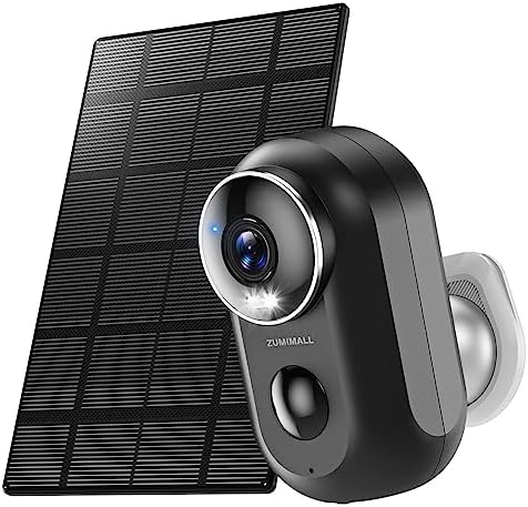 ZUMIMALL Caméra de Surveillance extérieure WiFi sans Fil 2K avec Panneau Solaire, détection PIR, Vision Nocturne Couleur, Alarme sonore et Lumineuse, Audio bidirectionnel, Connexion 2.4GWiFi Fiche Technique et Prix au Maroc