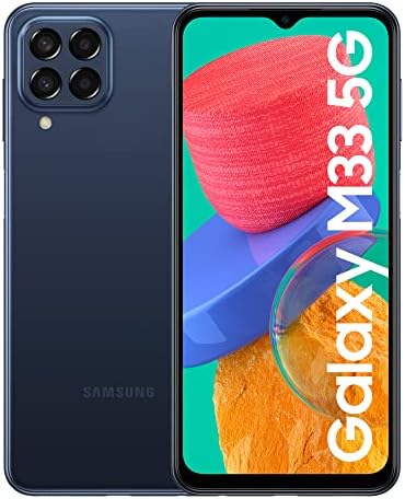 Samsung Galaxy M33 5G Bleu, téléphone Mobile 128 Go, Carte SIM Non Incluse, débloqué, Smartphone Android, Version FR Fiche Technique et Prix au Maroc