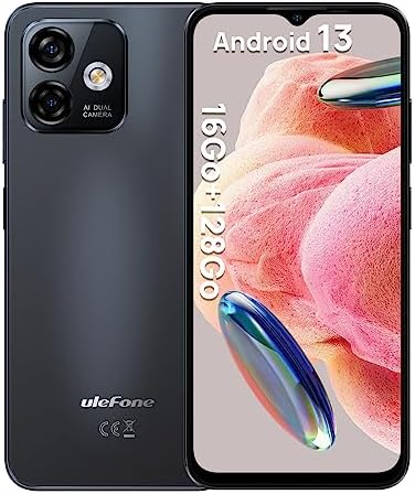 Ulefone Android 13 Note 16 Pro Téléphone Portable 128Go+16Go/TF-256Go, Caméra 50MP+8MP, 8-Core, Écran 6.52" HD+, 4400mAh Smartphone Pas Cher 4G Dual SIM, Face ID/Fingerprint/GPS/5G-WiFi/2Ans Garantie Fiche Technique et Prix au Maroc