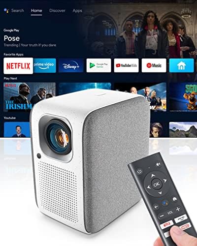 Videorojecteur 4K Supporté, Pokitter CineMax Pro Rétroprojecteur avec Licence Netflix, Android TV 10.0, 7000+ apps, 1080P Natif, 400ANSI Lumens, Google Assistant, 4D Correction, 2.4G/5G WiFi BluetoothAvis, Fiche Technique et Prix au Maroc