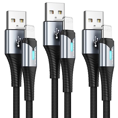 BLACKSYNCZE Câble iPhone Chargeur iPhone, [0.5M+2M+2M/Lot de 3] Certifié MFi Câble iPhone Nylon Cable Chargeur iPhone Fil Charge Rapide pour iPhone 11 12 13 14 Pro Max Mini XR XS X 8 7 6 Plus 6s 6 SE Fiche Technique et Prix au Maroc