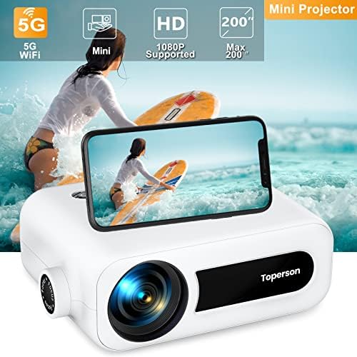 Toperson Mini Projecteur 5G WiFi, Home Video Projector 1080P Support 7500LM Movie Theater Projector 200'' for iPhone Android Smartphone, Compatible avec TV Stick, Xbox, PS4, Laptop, Tablet, USB, HDMI
Avis, Fiche Technique et Prix au Maroc