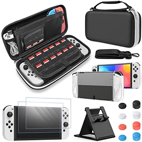 FYOUNG Étui de Transport et Housse de Protection, Kit Accessoires Compatible avec Switch OLED, Case de Voyage Portable, Coque pour Switch OLED, Protection D'écran, Capuchons de Pouce - Noir Avis, Fiche Technique et Prix au Maroc