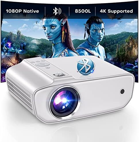 Vidéoprojecteur Bluetooth, 8500 Lumens 4K Supporté Full HD 1080P Projecteur, Rétroprojecteur Home Cinéma pour Phones,Fire Stick,PS5,AV,USB, Silver WhiteAvis, Fiche Technique et Prix au Maroc