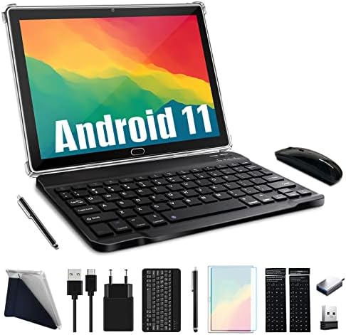 Tablette Android 11, tablette 2 en 1 10,1 pouces, tablette cellulaire 4G avec clavier, Octa-Core, 64 Go de stockage, 4 Go de RAM, souris, stylet, étui, prise en charge de la double carte SIM, appareil photo 13 MP, WiFi, Bluetooth, GPS (gris)
 Fiche Technique et Prix au Maroc