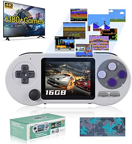 Console de jeu portable rétro - Jeux portables pour adultes construits en 6180 Classic Games Stick 2023 Console de jeu rétro sans fil, SF2000 Station de jeu portable à écran IPS 3,0 pouces Carte TF16G Fiche Technique et Prix au Maroc