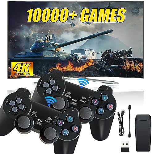 AVCXEC Console de Jeux vidéo Rétro, Console Retro HDMI 4K, Retro Game Stick, Console de Jeu Rétro, Wireless Retro Game Console avec 64G 10000+ Jeux Rétro, 2 Manettes de Jeu sans Fil, 9 émulateurs Fiche Technique et Prix au Maroc