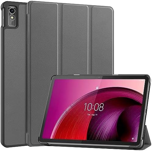 GMUJIAO Cover Compatible avec Lenovo Tab M10（10.6 inch）,Étui de Téléphone en Cuir PU Ultra Mince avec Fonction de Support avec Trois Supports Pliants [Anti-Chute]-Gris Fiche Technique et Prix au Maroc