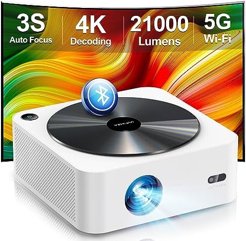 Ultimea Vidéoprojecteur Full HD 1080P Natif Auto Focus/Keystone, Rétroprojecteur 4K Supporté Home Cinéma 700ANSI 21000Lumens, Projecteur 5G WiFi Bluetooth pour iOS Android Phone/TV Stick/Laptop/Switch Fiche Technique et Prix au Maroc