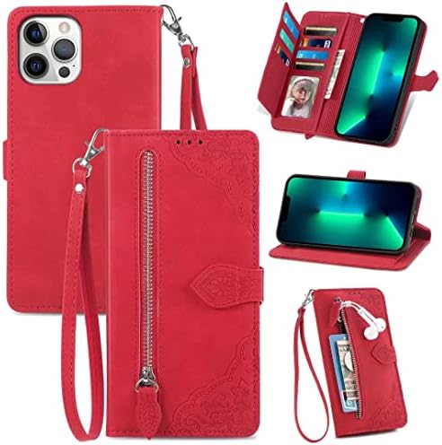 Etui Coque pour Nokia C300, Fermeture éclair Housse Pochette en Cuir PU Étui Téléphone pour Nokia C300 [Carte Fentes] [Fonction Stand] [Fermeture Magnétique] rouge Fiche Technique et Prix au Maroc