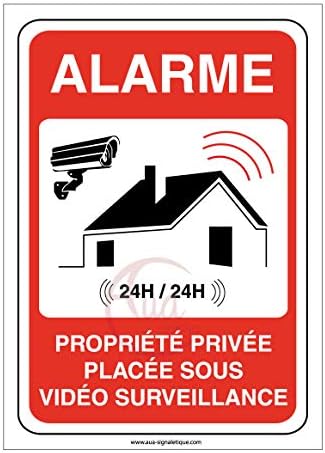 AUA SIGNALETIQUE - Autocollant propriété privée sous Alarme vidéo Surveillance 24H /24-75x105 mm, Vinyl adhésif Avis, Fiche Technique et Prix au Maroc