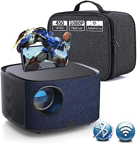 Vidéoprojecteur WiFi Bluetooth, Projecteur 1080p Natif Retroprojecteur 4K Supporté 450 ANSI, Zemeollo Projecteur Auto Focus Correction 4P/4D, Son Dolby Supporté, Home Cinéma pour Phone/PC/TV StickAvis, Fiche Technique et Prix au Maroc