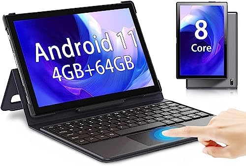 Tablette avec clavier, tablette 2 en 1 Android 11, tablettes 10,1 pouces processeur Octa-Core, 4 Go de RAM + 64 Go de ROM, écran tactile FHD 1920 x 1200, double caméra 13 MP, BT, WiFi, tablette PC certifiée Google
 Fiche Technique et Prix au Maroc