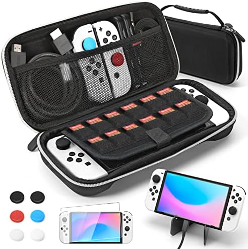 Bestico Étui pour Nintendo Switch OLED, Protection pour Switch OLED Kit Accessoires Pochette pour Switch OLED avec Ecran Verre Trempé, Support de Ajustable et 6 Thumb Grip Fiche Technique et Prix au Maroc