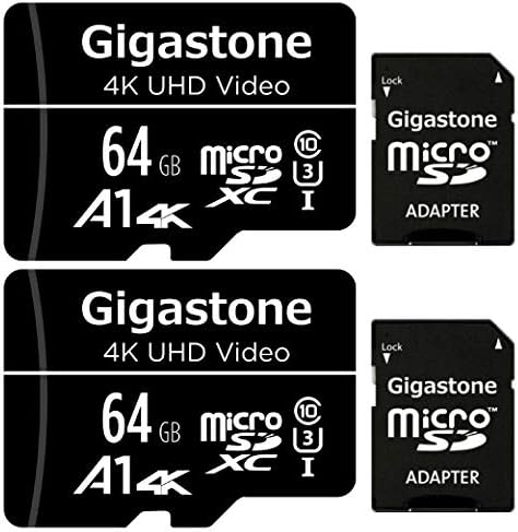 Gigastone Carte Mémoire 64 Go Lot de 2 Cartes, Compatible avec Gopro Drone Caméra Tablette Samsung Sony, Haute Vitesse pour 4K UHD Vidéo, A1 U3 C10 Carte Micro SDXC avec Mini étui et Adaptateur SD. Fiche Technique et Prix au Maroc