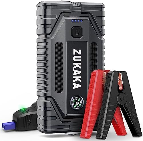 ZUKAKA Booster Batterie 1500A 15800mAH, 12V Démarreur de Voiture Portable (Jusqu'à 5.5L Diesel ou 7.0L Gaz), Jump Starter avec Pinces Intelligentes, Lumière LED, Port de QC3.0, 2 Ans Garantie Fiche Technique et Prix au Maroc