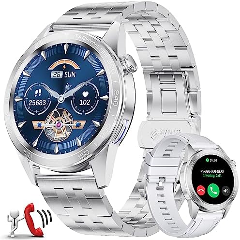 FOXBOX Montre Connectée Homme avec Bracelet en Métal, 1,32" Smartwatch avec Fréquence Cardiaque 24/7, Pression Artérielle, Moniteur de Sommeil, 30 Mode Sportif, Montre Fitness, Appels Bluetooth, IP67 Fiche Technique et Prix au Maroc