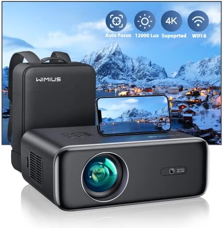 【Auto Focus/Keystone】 Vidéoprojecteur WiFi Bluetooth 20000 Lumens Full HD 1080P, WiMiUS Projecteur 4K Supporté Fonction Zoom RétroProjecteur WiFi 6 Home Cinéma pour Phone/ Fire Stick/ PS5 HDMI AV USBAvis, Fiche Technique et Prix au Maroc