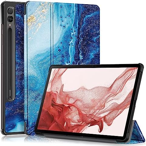 GMUJIAO Cover Compatible avec Samsung Galaxy Tab S9 Plus 12.4 inch,Étui de Téléphone en Cuir PU Ultra Mince avec Fonction de Support avec Trois Supports Pliants [Anti-Chute]-Vagues de Mer Fiche Technique et Prix au Maroc