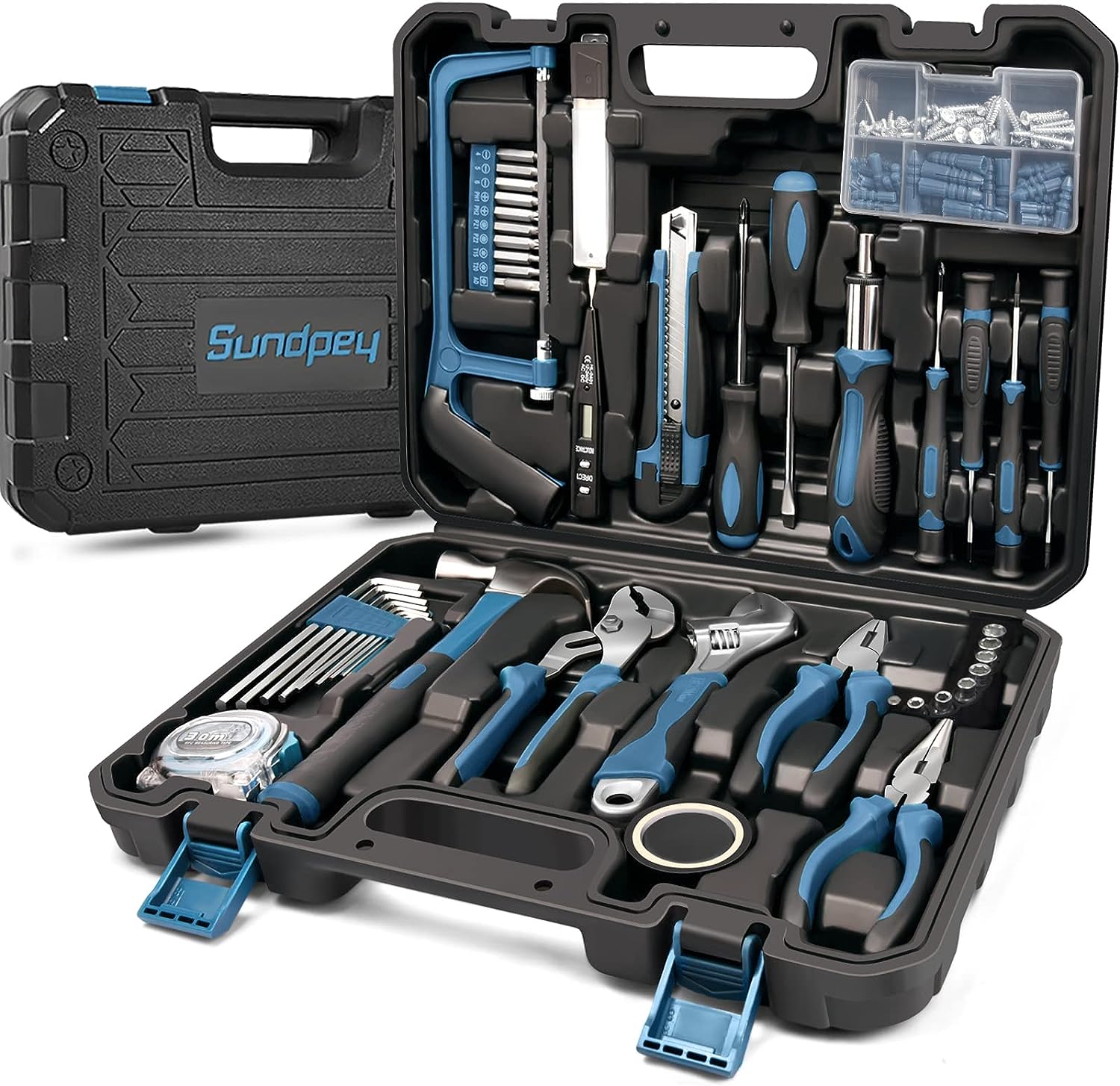 Sundpey Home Tool Kit 148-Pcs - Household Basic Complete Hand Repair portable Tool Set with Case & Ratcheting Screwdriver & Hex Key & Pliers & Wrench & Voltage Tester & Water Pump Plier for Men Women Avis, Fiche Technique et Prix au Maroc