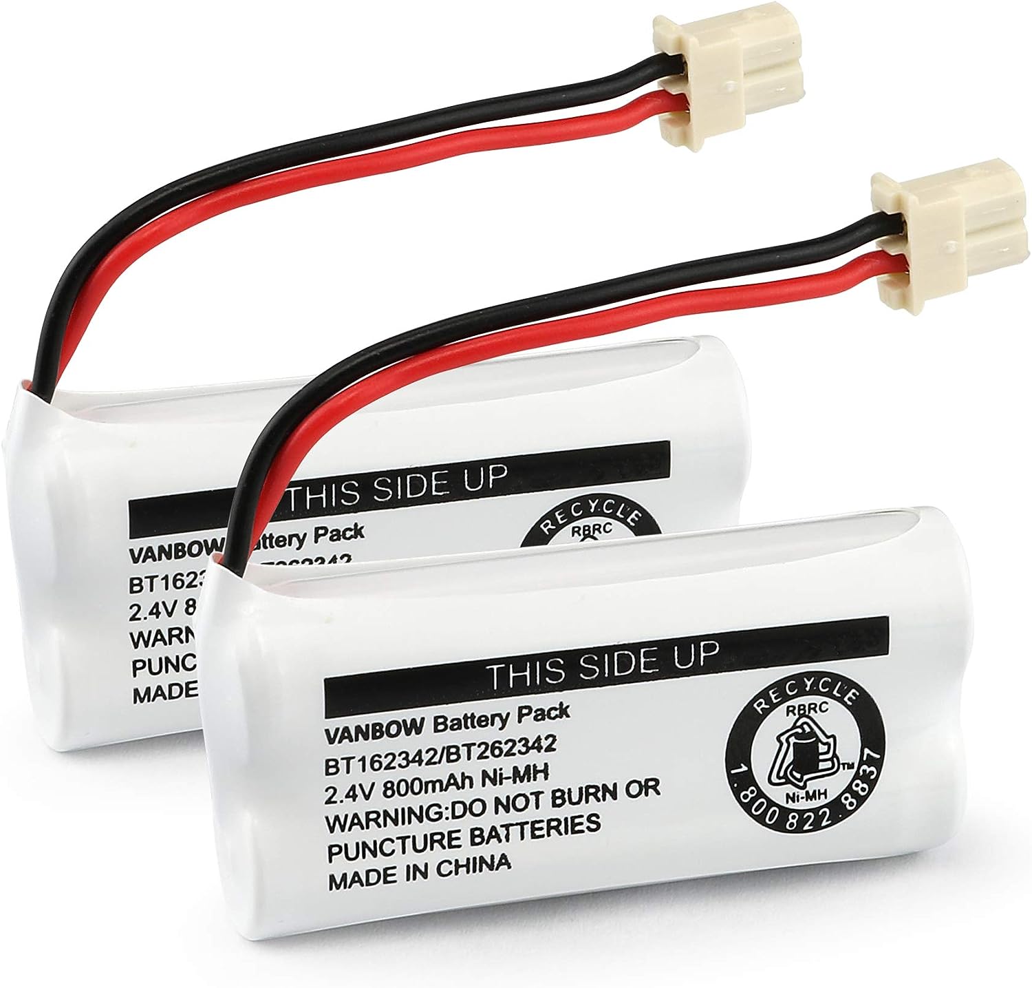VANBOW BT162342 BT262342 2,4 V 800 mAh Ni-MH Batteries de téléphone compatibles avec BT183342 BT283342 pour combiné téléphonique VTech CS6719 CS6409 CS6419 CS6429 CS80100 AT&T CL81101 EL5210 EL52400 (lot de 2)
 Fiche Technique et Prix au Maroc