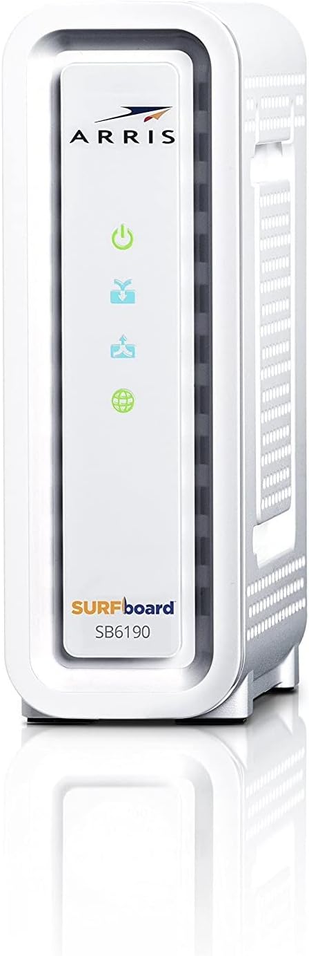 ARRIS Surfboard SB6190 32x8 Modem câble DOCSIS 3.0 avec téléchargement de 1,4 Gbit/s et 262 vitesses de téléchargement, blanc (emballage non commercial) (renouvelé)
 Avis, Fiche Technique et Prix au Maroc