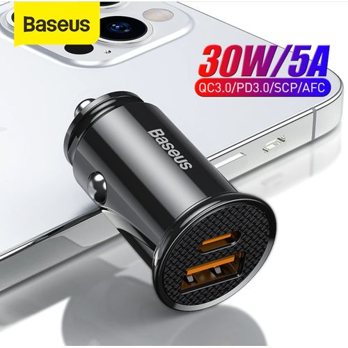 Baseus Chargeur de Voiture 30W Allume Cigare - USB-C PD, QC4.0/3.0, SCP, AFC
 Fiche Technique et Prix au Maroc