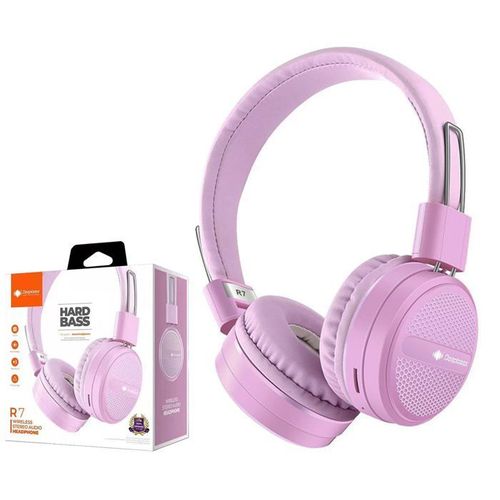 Deep Bass R7 ecouteurs casque Bluetooth V5.0 sans fil HandsFree Music-TSuppor TF Card-FM-Audio input rose bébé
 Fiche Technique et Prix au Maroc