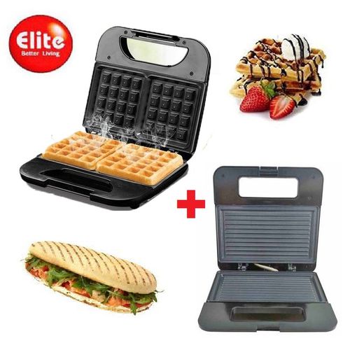 Elite Gaufrier électrique + Presse Panini Grill, Pack Panini Toaster et Gaufrier
 Fiche Technique et Prix au Maroc