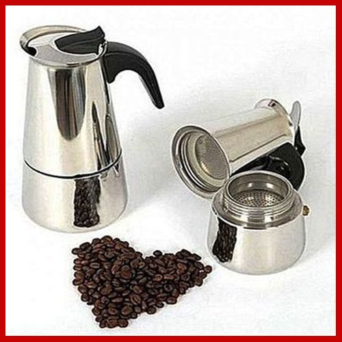 Espresso Cafetière en acier inoxydable - 2 Tasses //  Espresso Maker
 Fiche Technique et Prix au Maroc