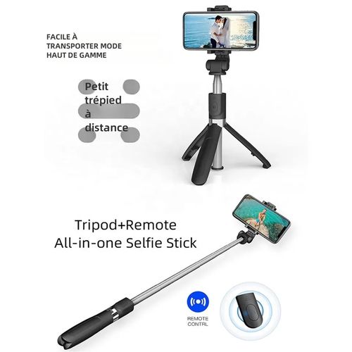 Perche à Selfie Bluetooth  avec Trépied Avec  Contrôle Télécommande Android IOS
 Fiche Technique et Prix au Maroc