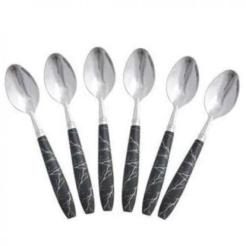Set de 6 Grandes Cuillères en Acier Inoxydable, Cuillères à dessert effet marbre
 Fiche Technique et Prix au Maroc