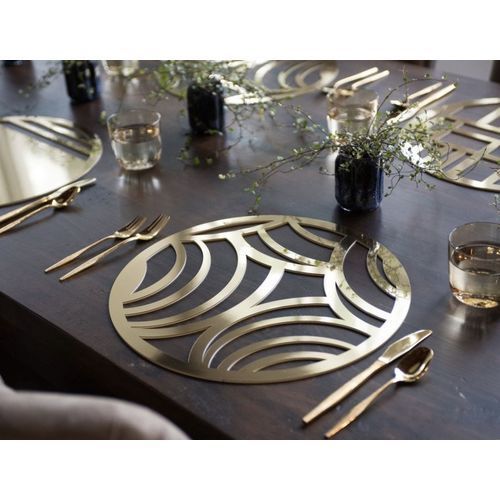 Set de table simili cuir Or, 6 sous plat 25cm
 Fiche Technique et Prix au Maroc