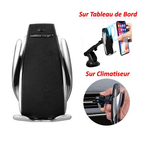 Support et Chargeur Telephone Sans Fil de voiture, Capteur serrage automatique
 Fiche Technique et Prix au Maroc
