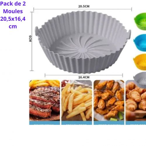2Pcs Moule Air Fryer en Silicone,Panier/ FriteuseRéutilisable G.F 20,5x16,4x6 cm
 Fiche Technique et Prix au Maroc