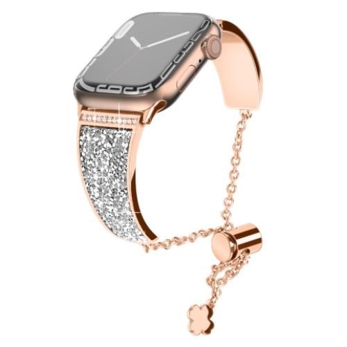 Bracelet de montre en alliage de diamants pour Apple Watch Series 8,7 41 mm, SE 2,6, SE, 5,4 40 mm / 3,2,1 38 mm (Or rose)
 Fiche Technique et Prix au Maroc