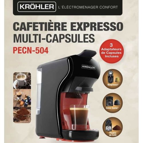 KRÖHLER Nespresso Machine - machine à Café Nespresso 3 en 1
 Fiche Technique et Prix au Maroc