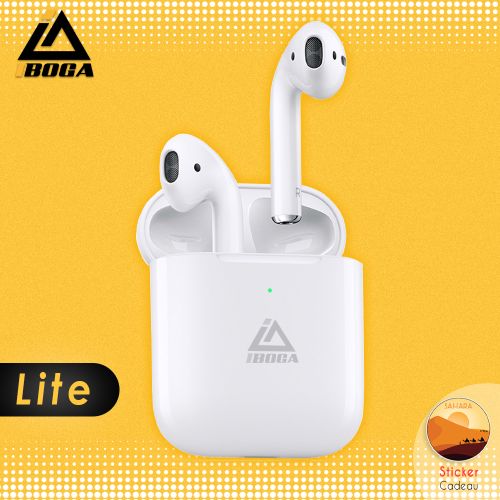 iboga Écouteurs sans fil LITE Écouteurs légers Bluetooth Microphone intégré + sticker cadeau
 Fiche Technique et Prix au Maroc