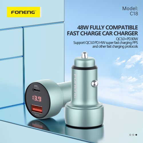 Foneng Chargeur Téléphone Voiture Allume Cigare Entrée USB Type C 48W Fast Charge
 Fiche Technique et Prix au Maroc