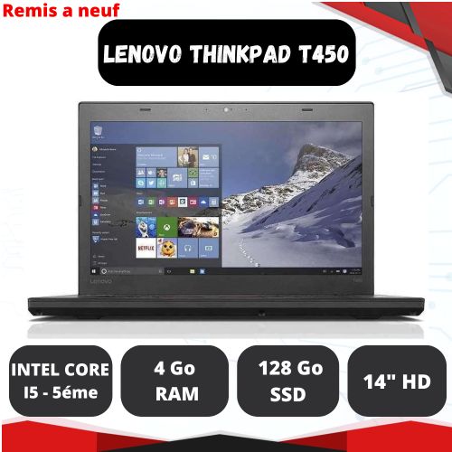 Lenovo THINKPAD T450 Core i5-5éme 4GB DDR4 128GB SSD (Remis a neuf)
 Fiche Technique et Prix au Maroc