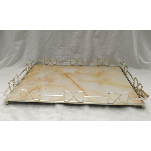 TATCH Plateau rectangle argenté tatch made in turquie facade à effet marbre
 Fiche Technique et Prix au Maroc