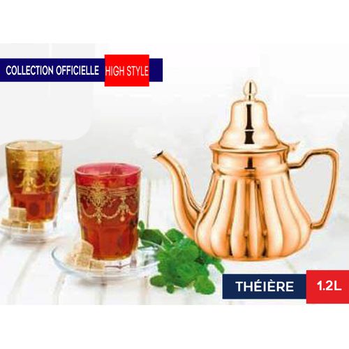 TATCH Collection Officielle Elégante Théière Dorée, Authenticité & Modernité, 1.2L
 Fiche Technique et Prix au Maroc