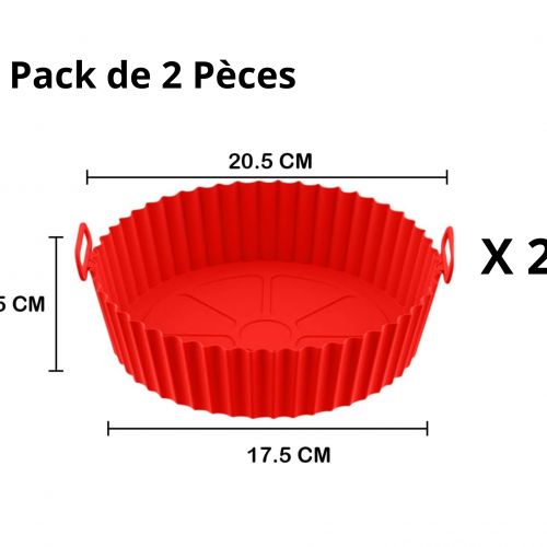 2Pcs Moule Air Fryer en Silicone,Panier/ FriteuseRéutilisable G.F 20,5x17,5x5 cm
 Fiche Technique et Prix au Maroc