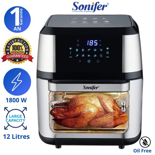 Sonifer Friteuse sans huile 12L XXXL -air chaud Air fryer tactile- 1800W - 8 programmes
 Fiche Technique et Prix au Maroc