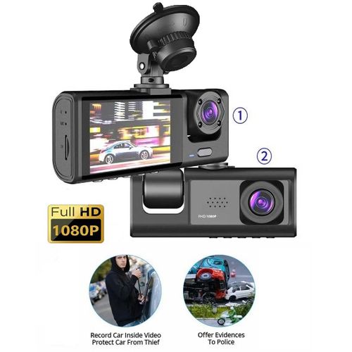 Caméra de tableau de bord avec boucle de vision nocturne IR, écran IPS 2", 1080P
 Fiche Technique et Prix au Maroc